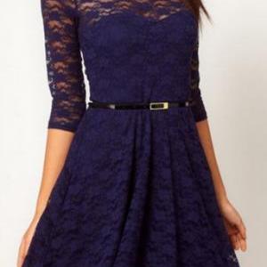 Sexy Lace Sakter Dress With Belt