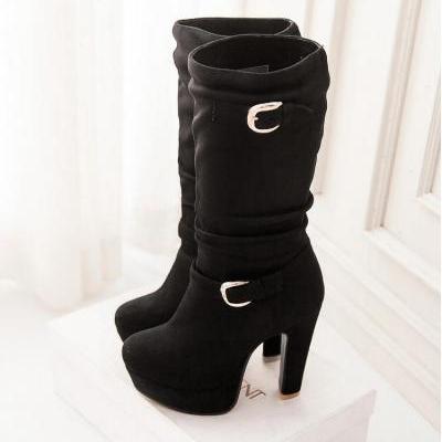 Women's Sexy Pure Color Thick-soled Fashion Boot