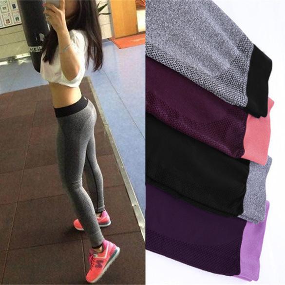 Womens Solid Yoga Sport Running Brethable Pants