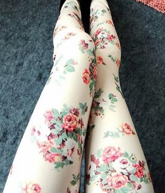 Floral Legging In White