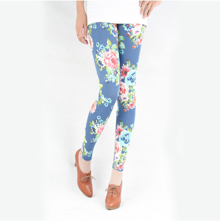 Fashion Blue Floral Print Leggings A3nu9xiqi1ibgnicnlp2a on Luulla